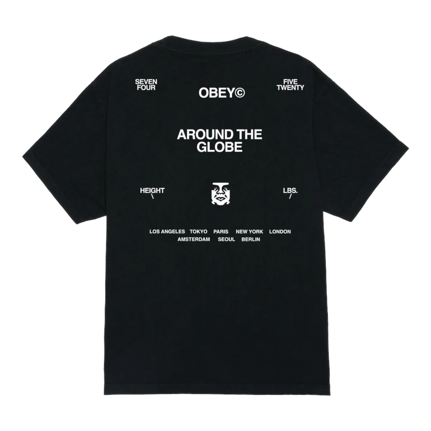 T-Shirt Obey Around The Globe Tee- Pigment True Vintage Black Francis Concept