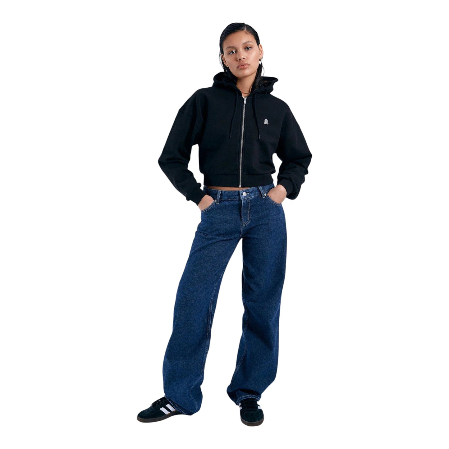 Felpa Crop Dr Denim Ethel Zip Hoodie Zip - Black Francis Concept