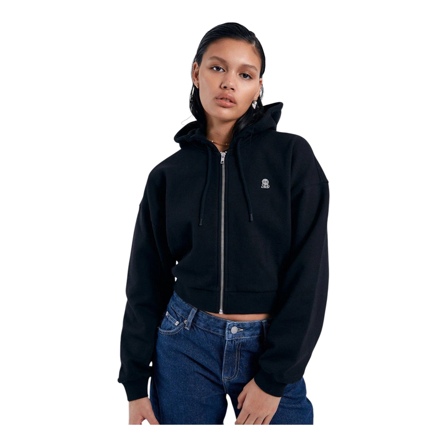 Felpa Crop Dr Denim Ethel Zip Hoodie Zip - Black Francis Concept