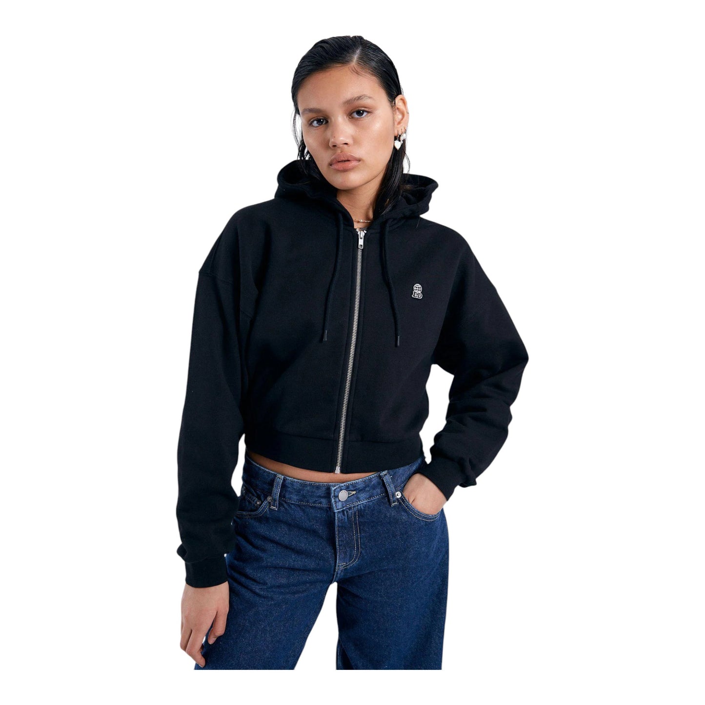 Felpa Crop Dr Denim Ethel Zip Hoodie Zip - Black Francis Concept