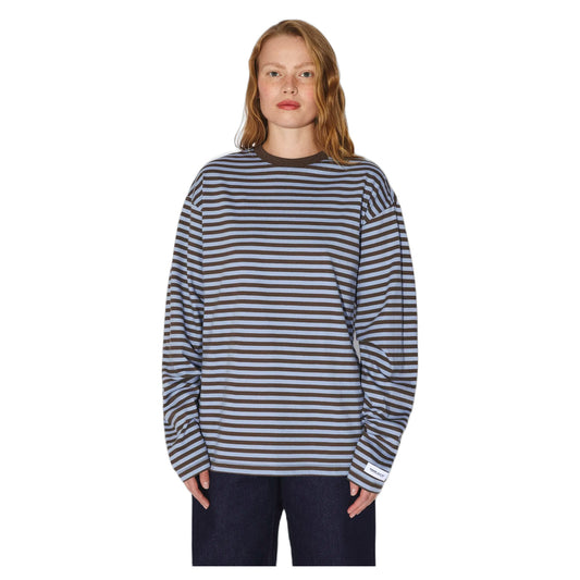 Long Sleeve Dr Denim Wesley - Brown Blue Stripe