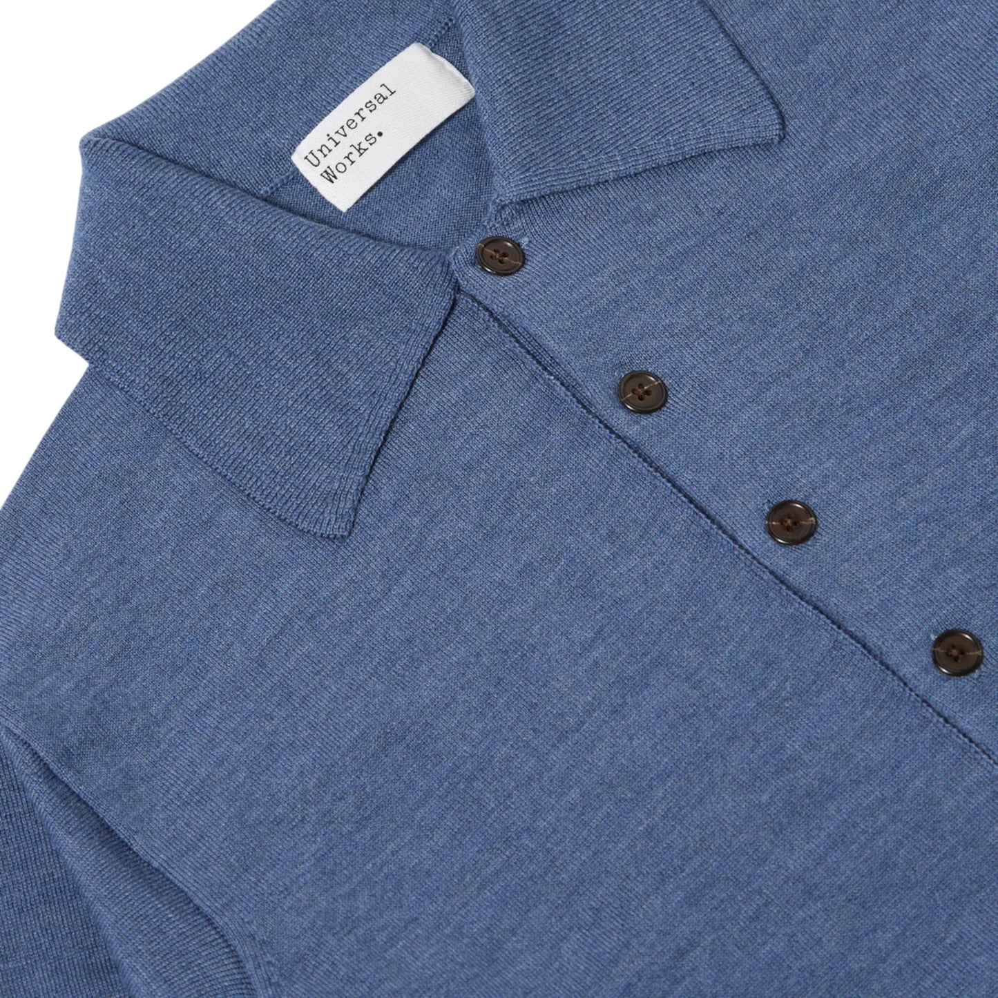 Polo Universal Works L/S Pullover Knit Merino - Airforce Blue