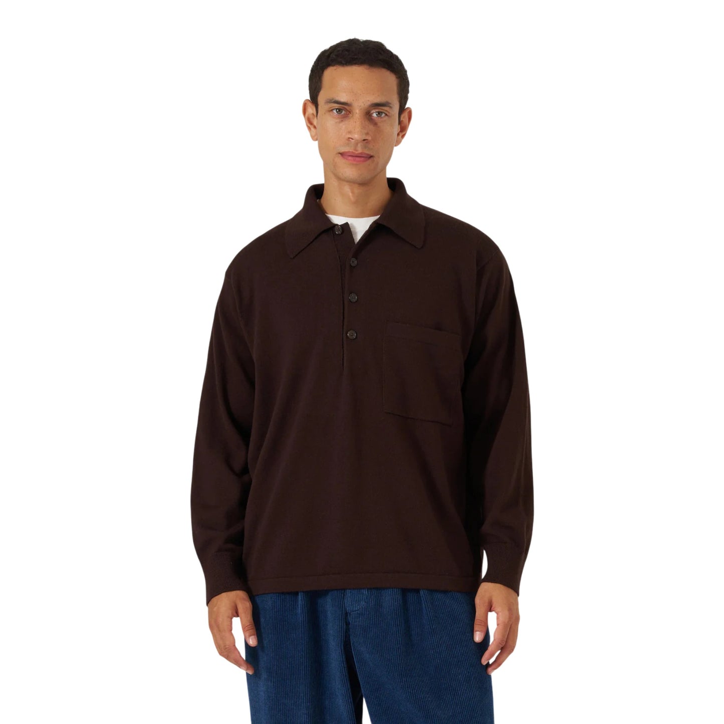Polo Universal Works L/S Pullover Knit Shirt - Brown