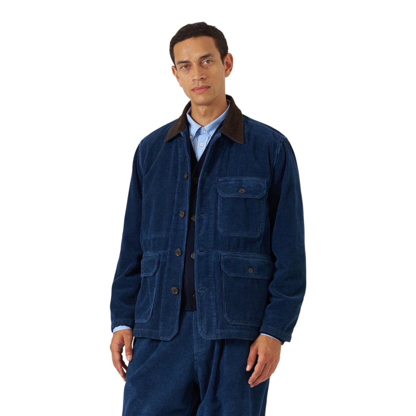 Giacca Universal Works Utility Jacket Recycled Indigo Cord - Indigo