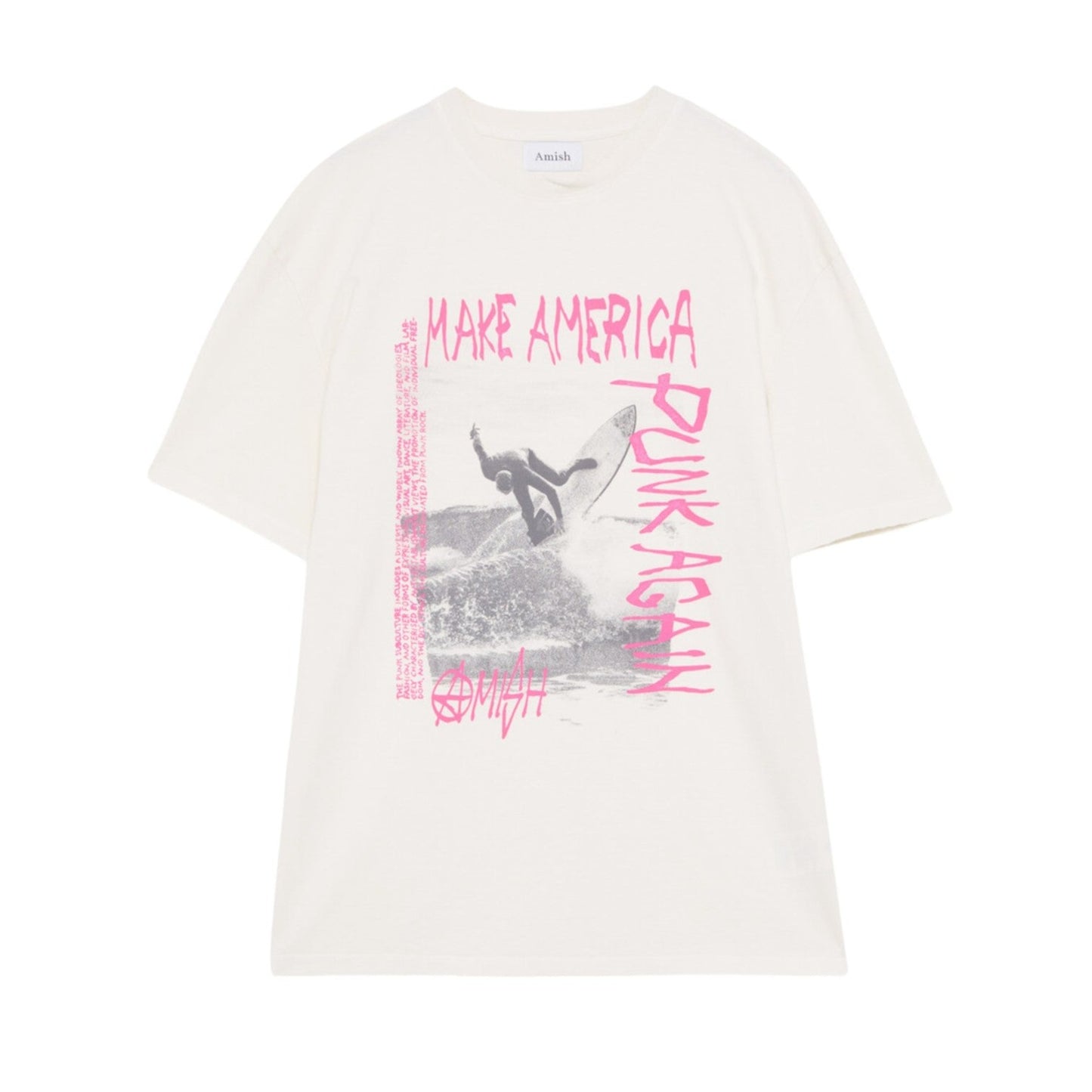 T-shirt Uomo oversize Amish Punk surf MAN AMISH Jersey Real Vintage Off White Bianco Francis Concept