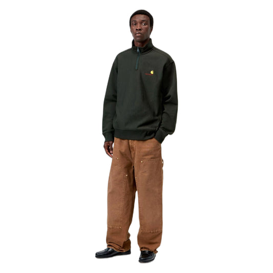 Felpa Carhartt Wip Half Zip American Script Sweatshirt - Raven