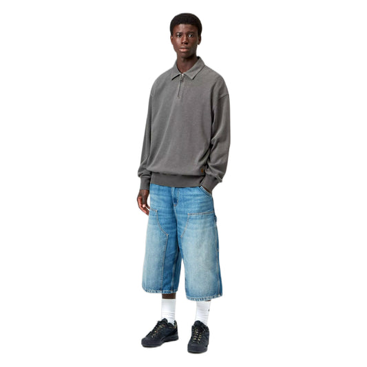 Felpa Carhartt Wip Harper Polo - Black garment dyed