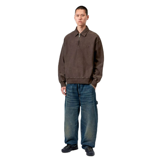 Felpa Carhartt Wip Lambert Polo Sweat - Tobacco Moon Wash