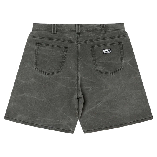 Bermuda Obey Bigwig Baggy denim Short - Black Wrinkle Wash