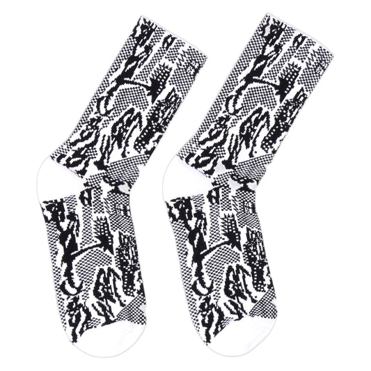 Calze Panku Allover Socks - Black / White - Calze di Edwin | Francis Concept