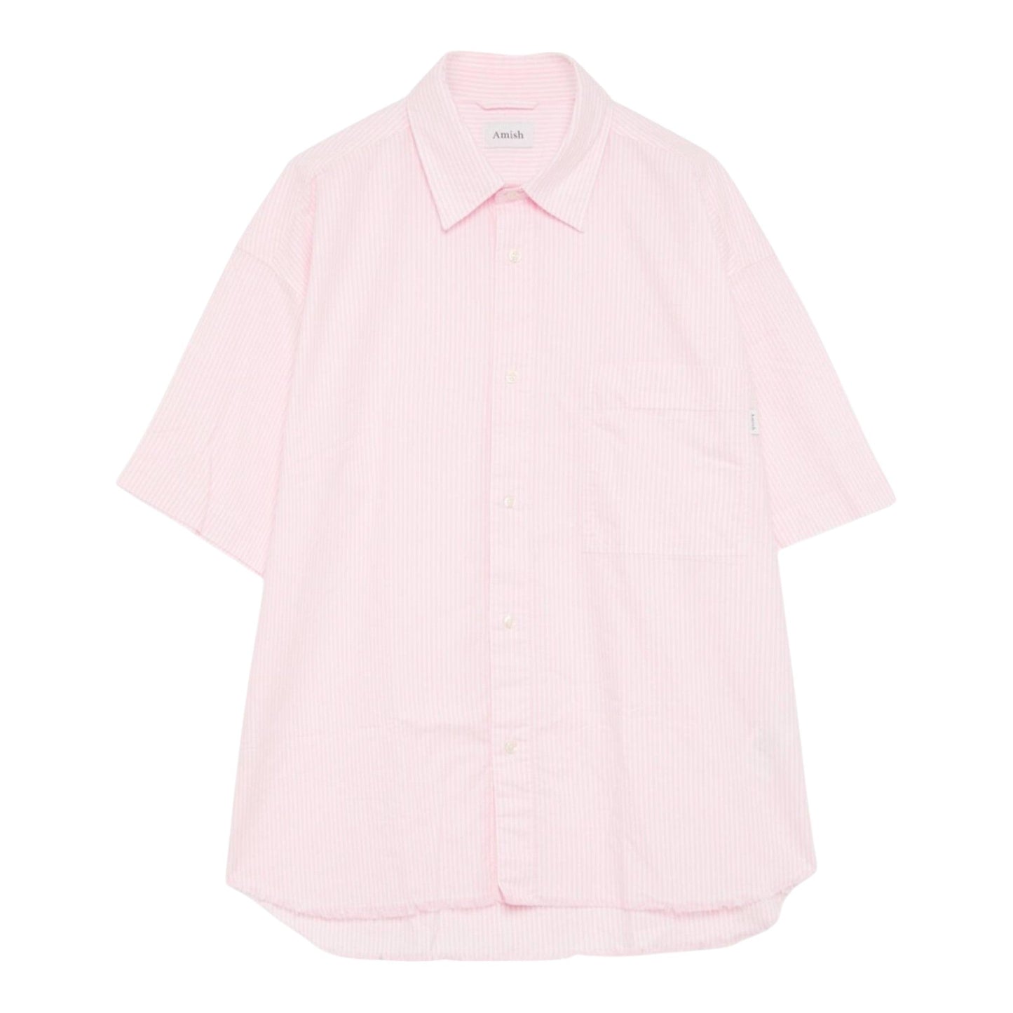 Camicia Boxy Amish Raw Edge Oxford Stripe - White / Rose - Camicie di Amish | Francis Concept
