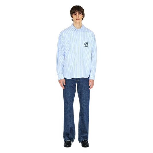 Camicia Dr Denim Wes Shirt - Lt Blue Stripe Draw - Camicie di Dr.Denim | Francis Concept