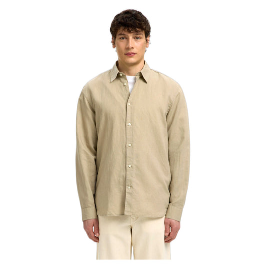 Camicia Selected Homme Regular Claus Clay Linen Blend LS Shirt - Beige
