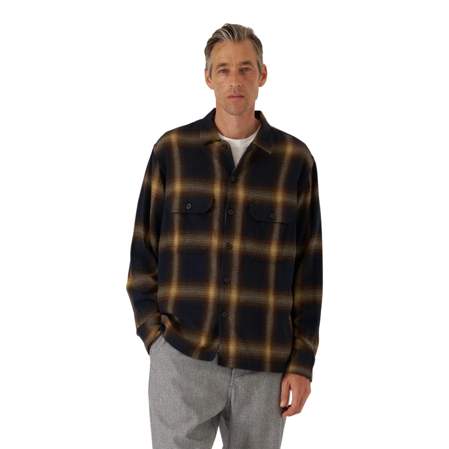 Camicia Universal Works Utility Shirt Canyon Check - Navy - Camicie di Universal Works | Francis Concept