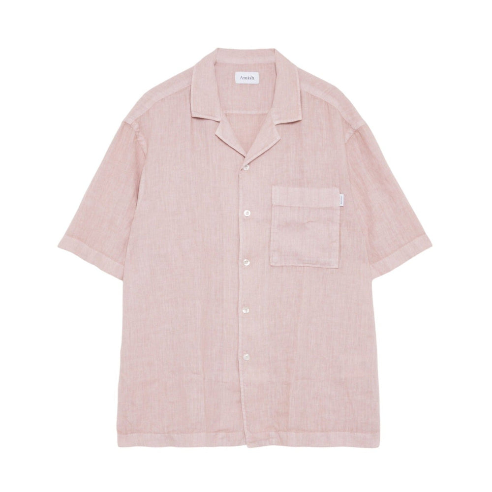 Camicia Uomo in lino Amish Highland Shirt MAN AMISH Linen Dyed Grey pink Rosa - Camicie di Amish | Francis Concept