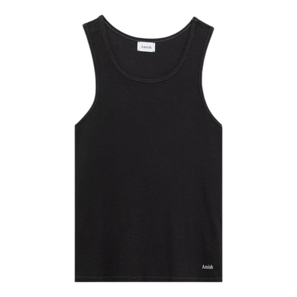 Canotta Amish Rib Micro Logo - Washed Black - T-Shirt di Amish | Francis Concept