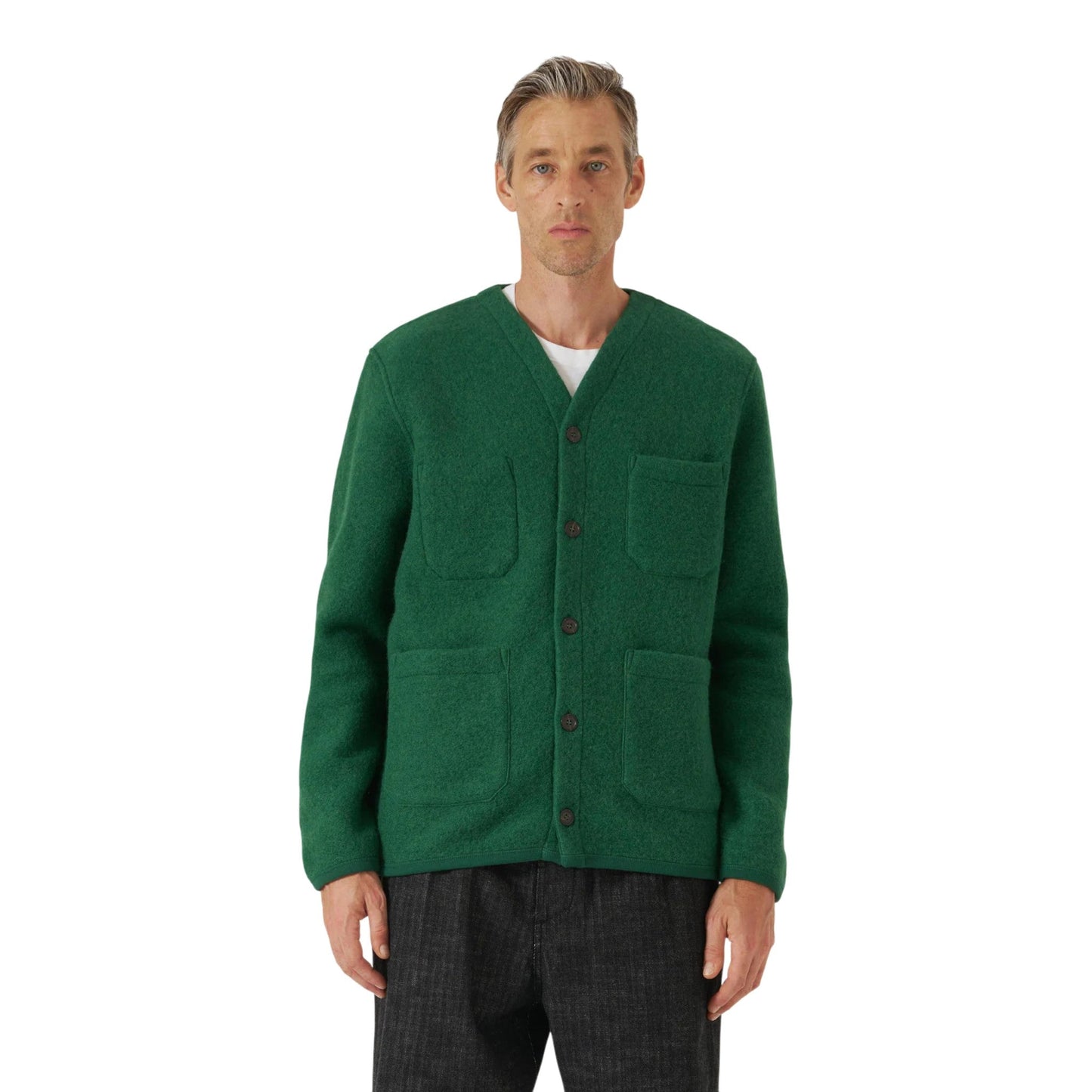 Cardigan Universal Works Wool Fleece - Green - Giacca di Universal Works | Francis Concept