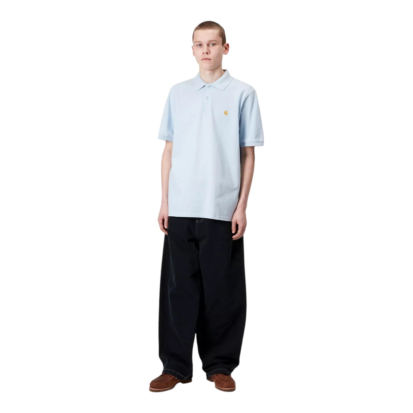 Carhartt Wip Chase Pique Polo - Air Sky / Gold - Polo di Carhartt Wip | Francis Concept