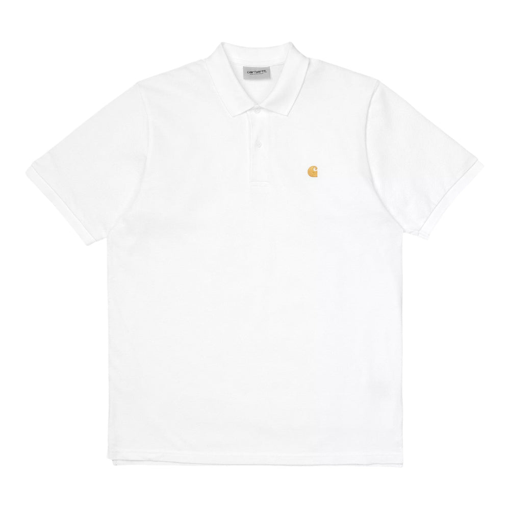 Carhartt Wip Chase Pique Polo - White / Gold - Polo di Carhartt Wip | Francis Concept