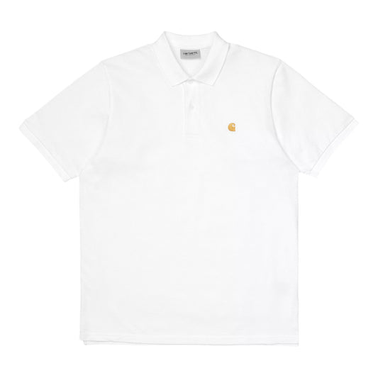Carhartt Wip Chase Pique Polo - White / Gold - Polo di Carhartt Wip | Francis Concept