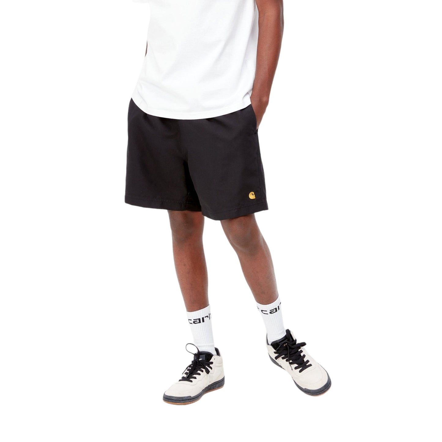 Carhartt Wip Chase Swim Trunks - Black / Gold - Costumi di Carhartt Wip | Francis Concept