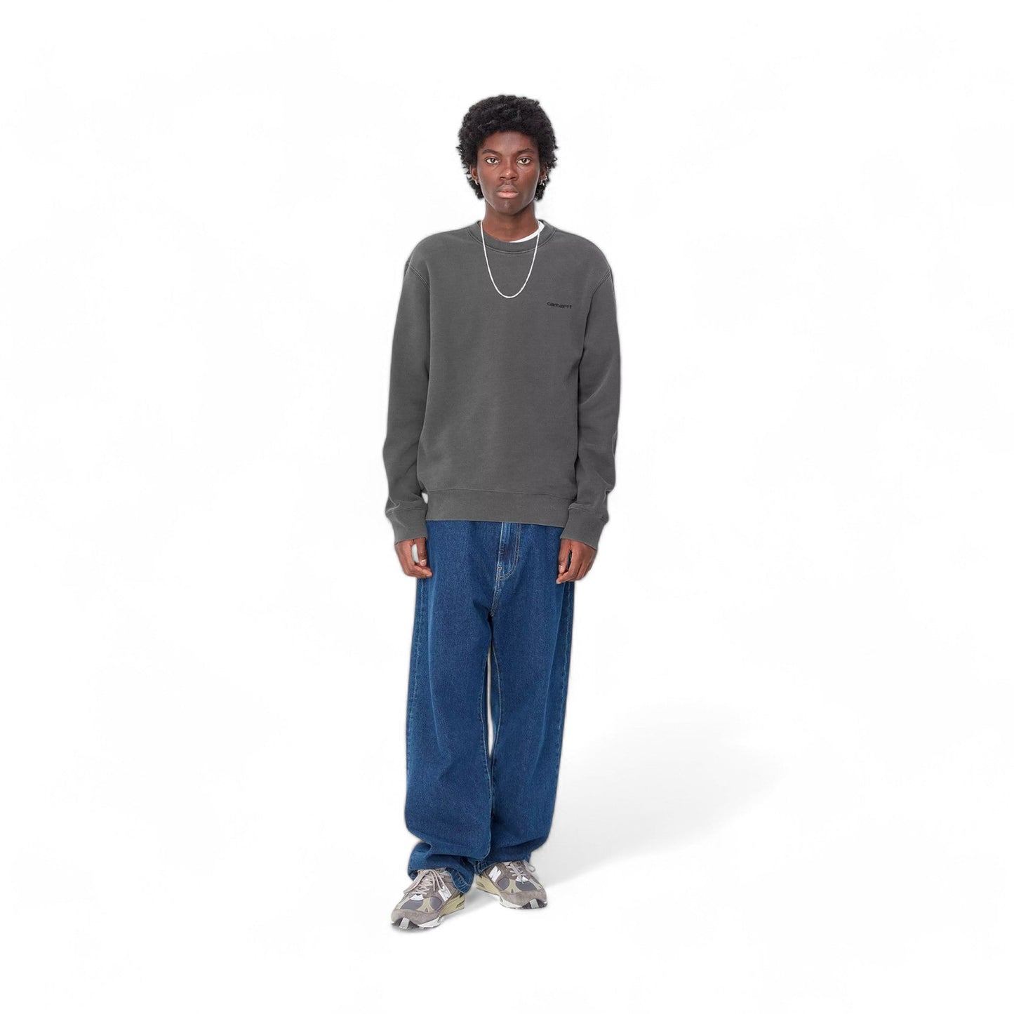 Carhartt Wip Duster Script Sweat - Black (Garment Dyed) - Felpe di Carhartt Wip | Francis Concept