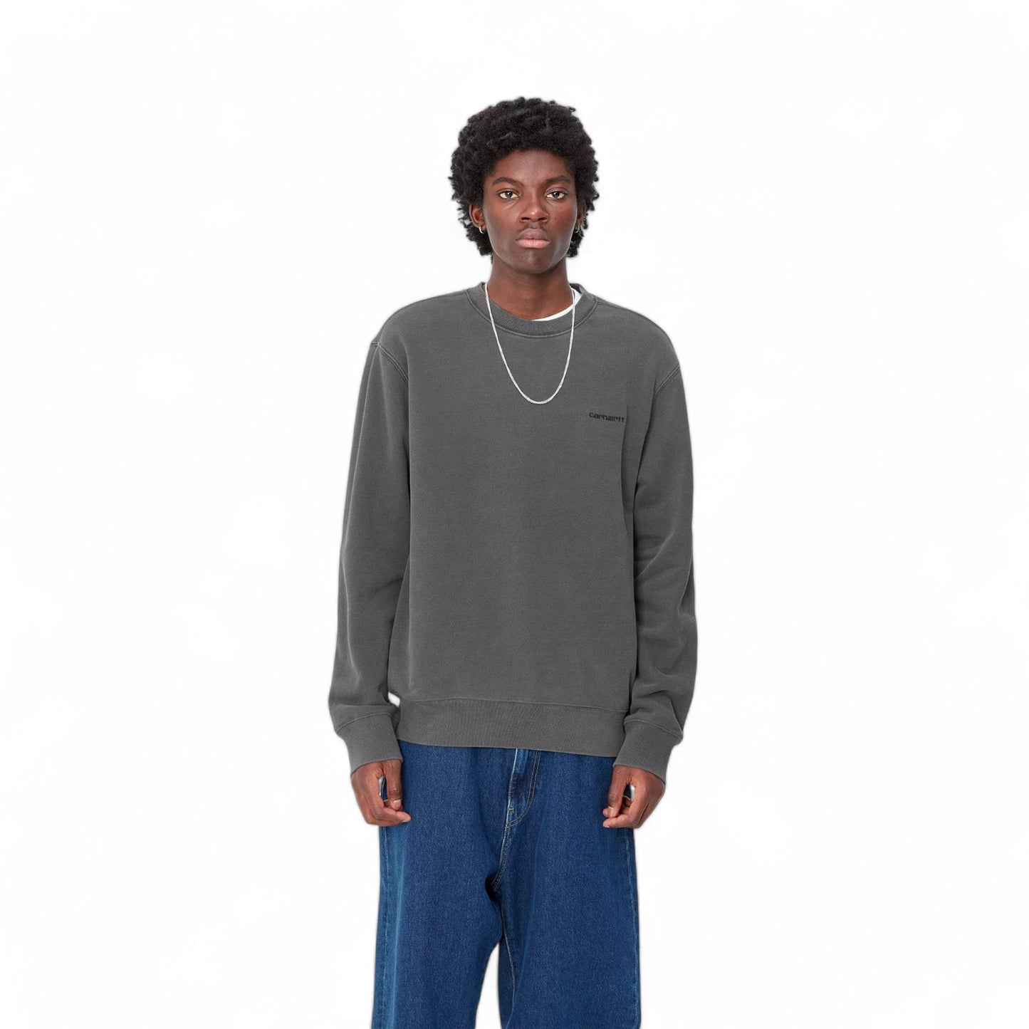 Carhartt Wip Duster Script Sweat - Black (Garment Dyed) - Felpe di Carhartt Wip | Francis Concept