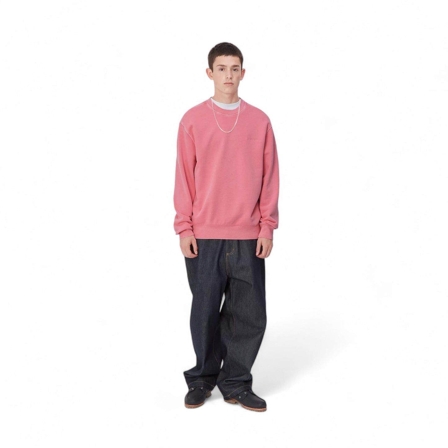 Carhartt Wip Duster Script Sweat - Charm Pink (Garmente Dyed) - Felpe di Carhartt Wip | Francis Concept