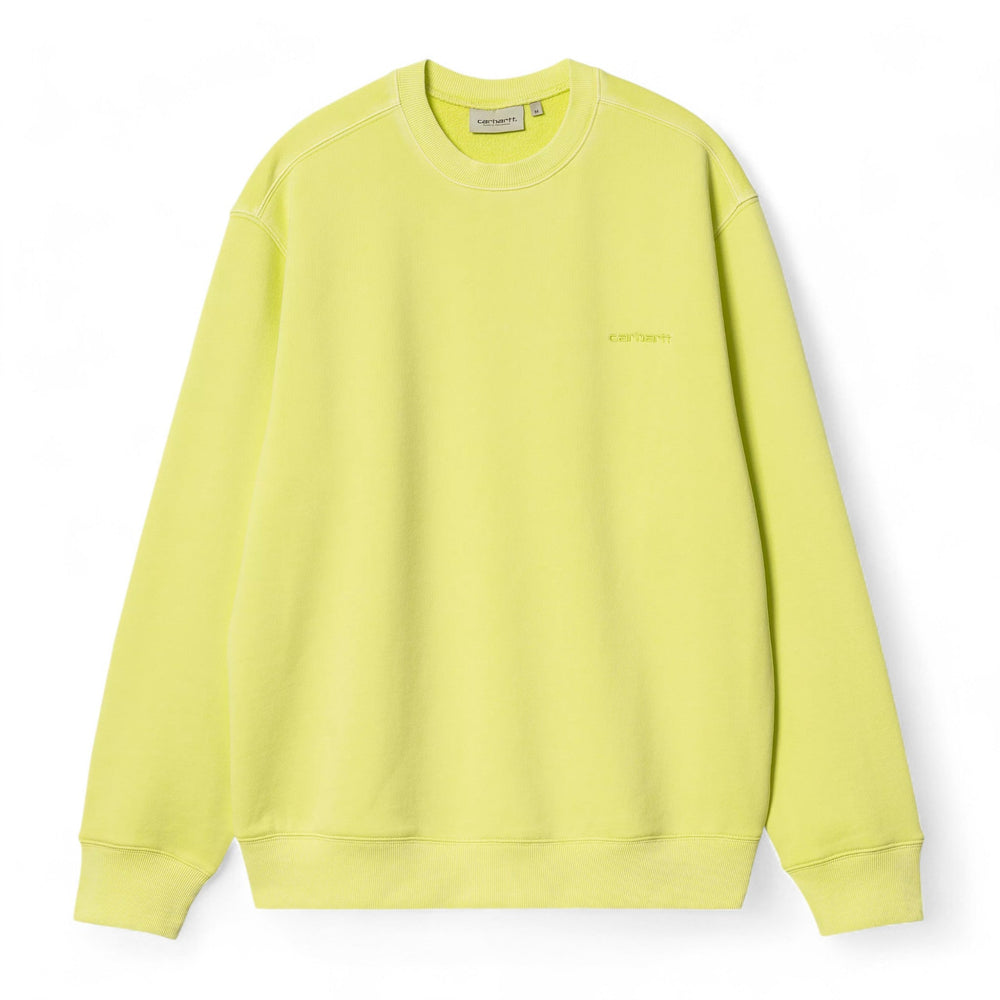 Carhartt Wip Duster Script Sweat - Lime (Garment Dyed) - Felpe di Carhartt Wip | Francis Concept