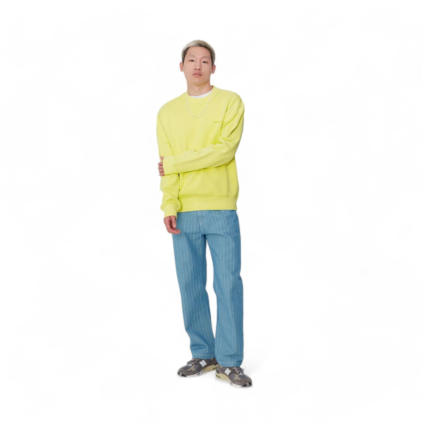 Carhartt Wip Duster Script Sweat - Lime (Garment Dyed) - Felpe di Carhartt Wip | Francis Concept