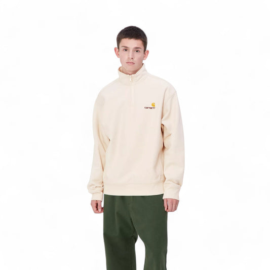 Carhartt Wip Half Zip American Script - Moonbeam - Felpe di Carhartt Wip | Francis Concept