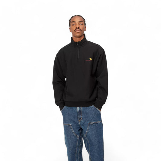 Carhartt Wip Half Zip American Script Sweat - Black - Felpe di Carhartt Wip | Francis Concept
