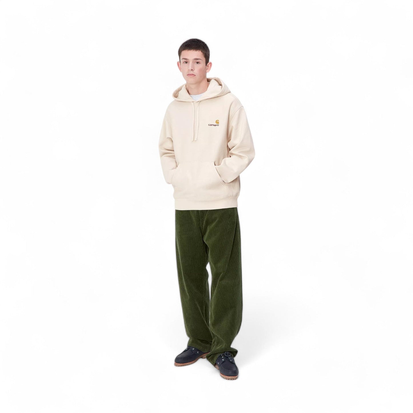Carhartt Wip Hooded American Script - Moonbeam - Felpe di Carhartt Wip | Francis Concept