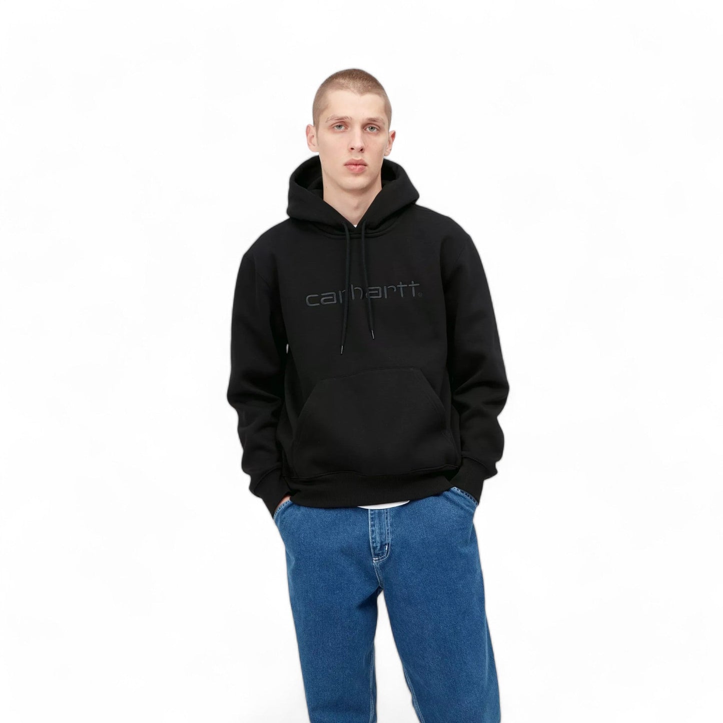 Carhartt Wip Hooded Carhartt Sweat - Black /Black - Felpe di Carhartt Wip | Francis Concept