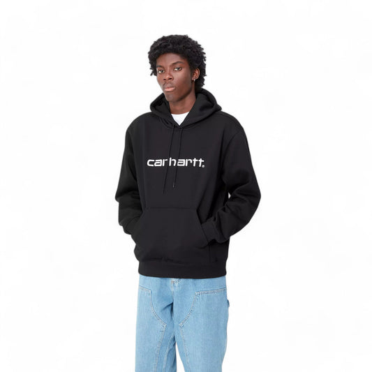 Carhartt Wip Hooded Carhartt Sweat - Black / White - Felpe di Carhartt Wip | Francis Concept