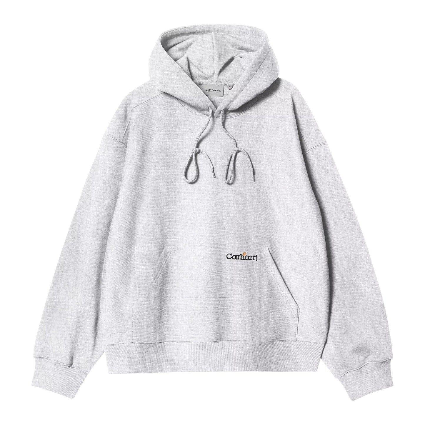Carhartt Wip Hooded Label Script Sweat - Ash Heather - Felpe di Carhartt Wip | Francis Concept