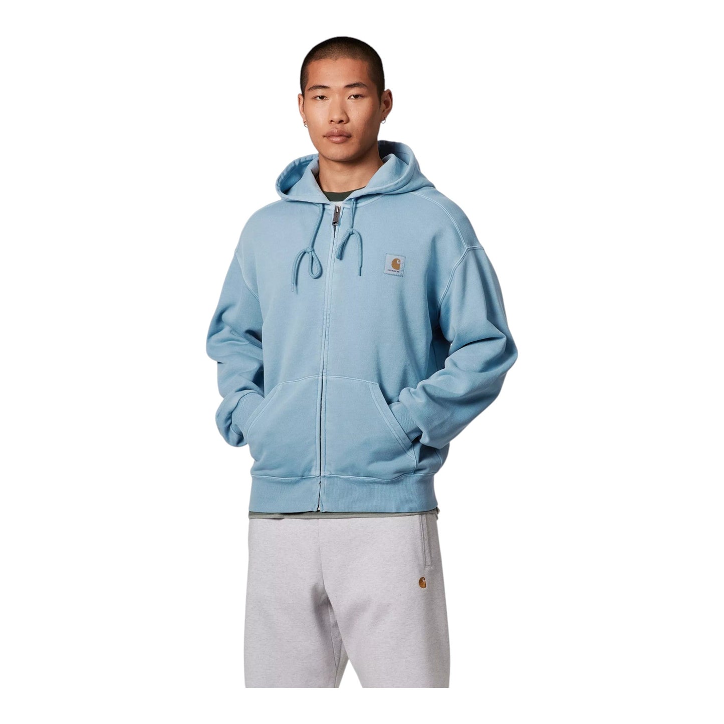 Carhartt Wip Hooded Nelson Jacket - Clay Blue Garment Dyed - Felpe di Carhartt Wip | Francis Concept