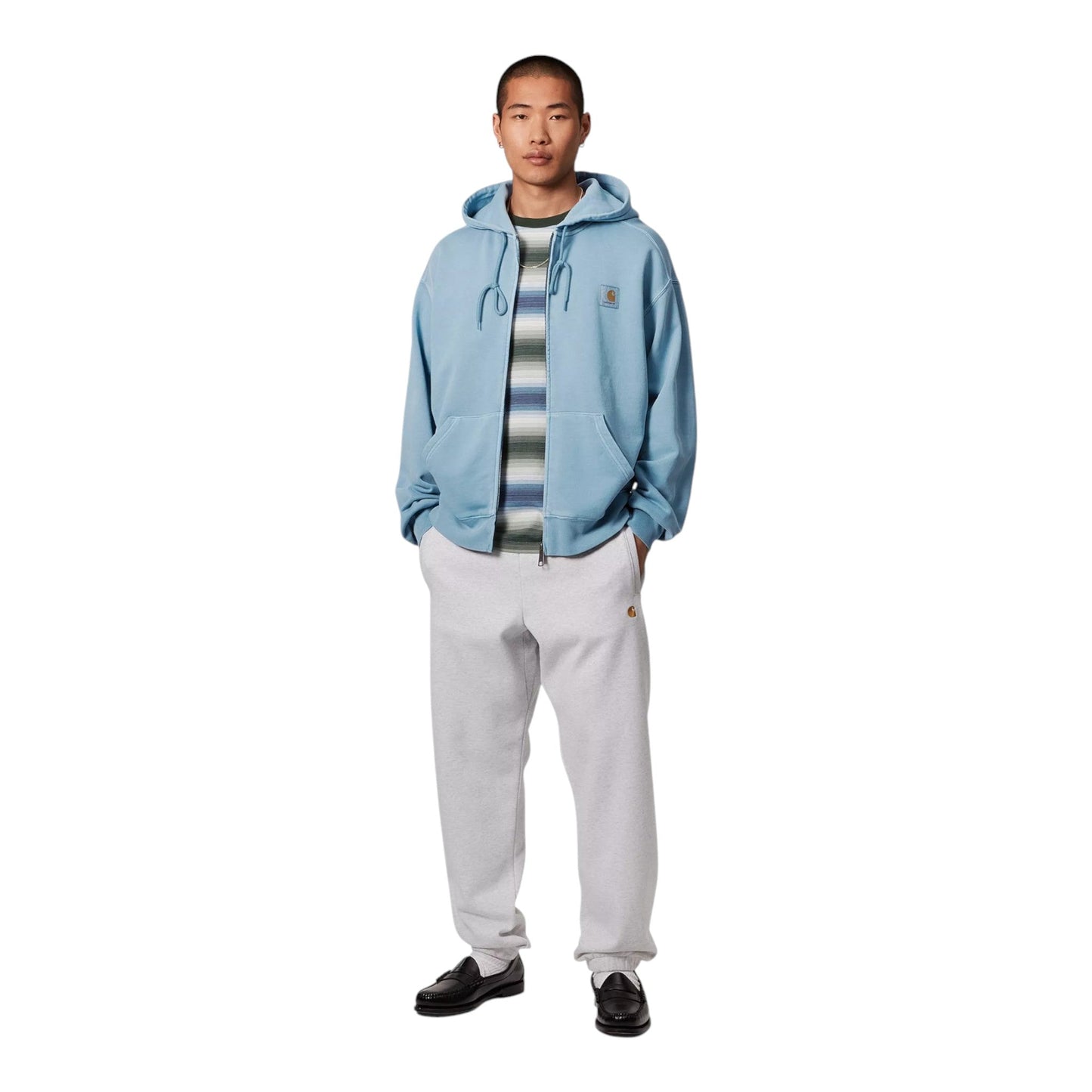 Carhartt Wip Hooded Nelson Jacket - Clay Blue Garment Dyed - Felpe di Carhartt Wip | Francis Concept