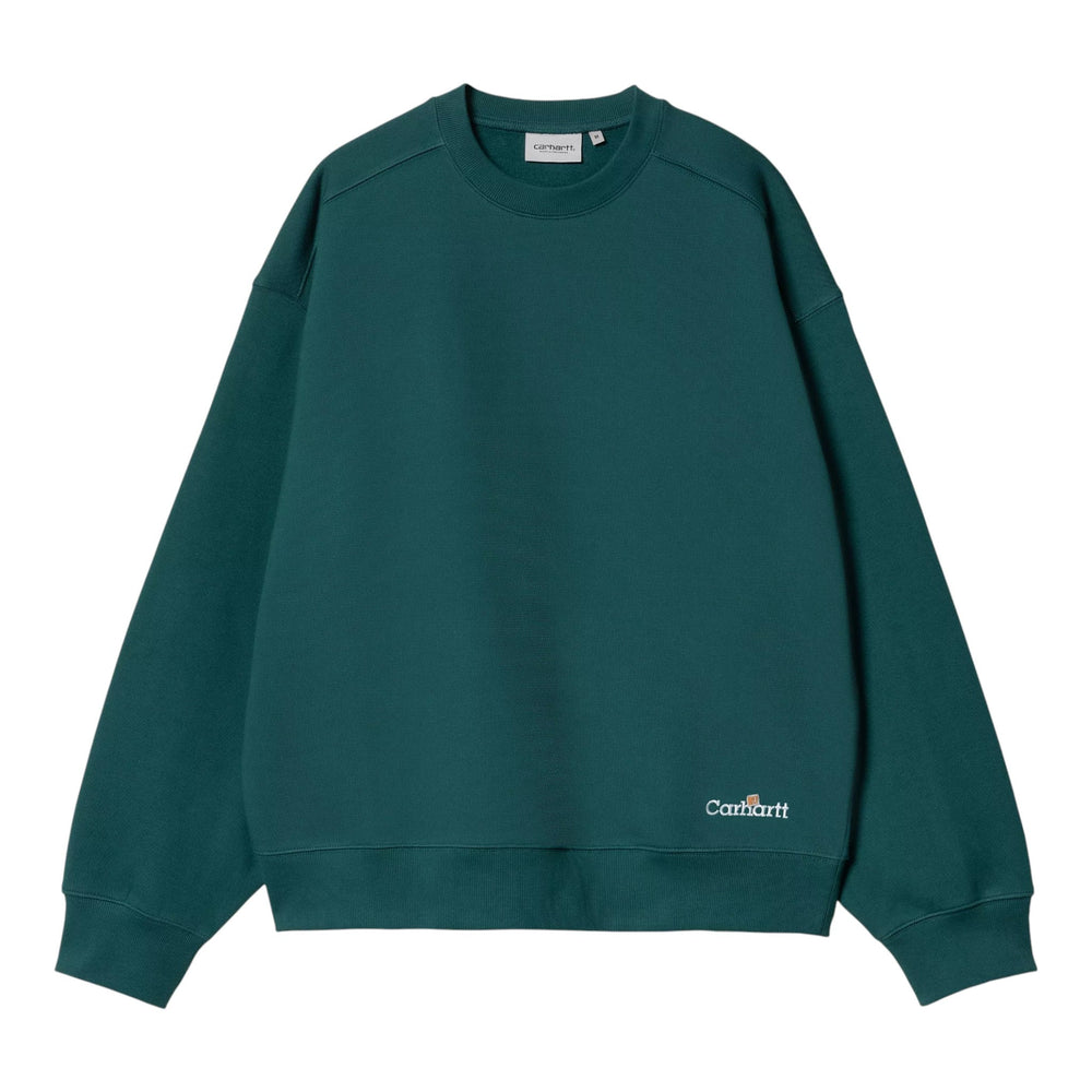 Carhartt Wip Label Script Sweat - Malachite - Felpe di Carhartt Wip | Francis Concept