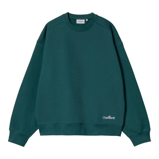 Carhartt Wip Label Script Sweat - Malachite - Felpe di Carhartt Wip | Francis Concept