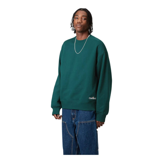 Carhartt Wip Label Script Sweat - Malachite - Felpe di Carhartt Wip | Francis Concept