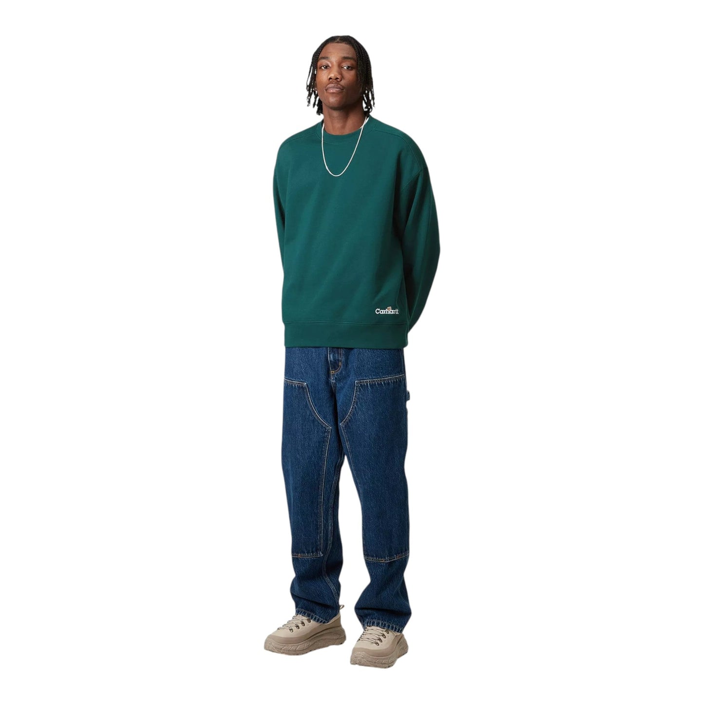 Carhartt Wip Label Script Sweat - Malachite - Felpe di Carhartt Wip | Francis Concept
