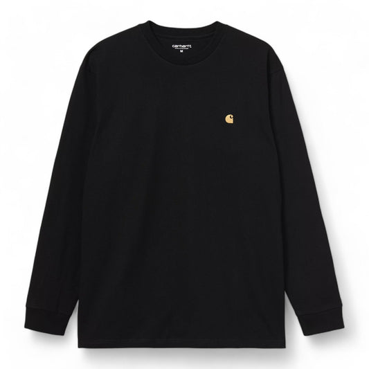 Carhartt Wip L/S Chase T-Shirt - Black / Gold - Long Sleeve di Carhartt Wip | Francis Concept