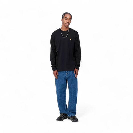 Carhartt Wip L/S Chase T-Shirt - Black / Gold - Long Sleeve di Carhartt Wip | Francis Concept