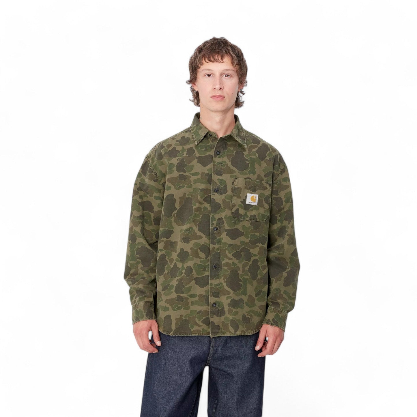Carhartt Wip L/S Duck Shirt - Camo Duck Green - Camicie di Carhartt Wip | Francis Concept