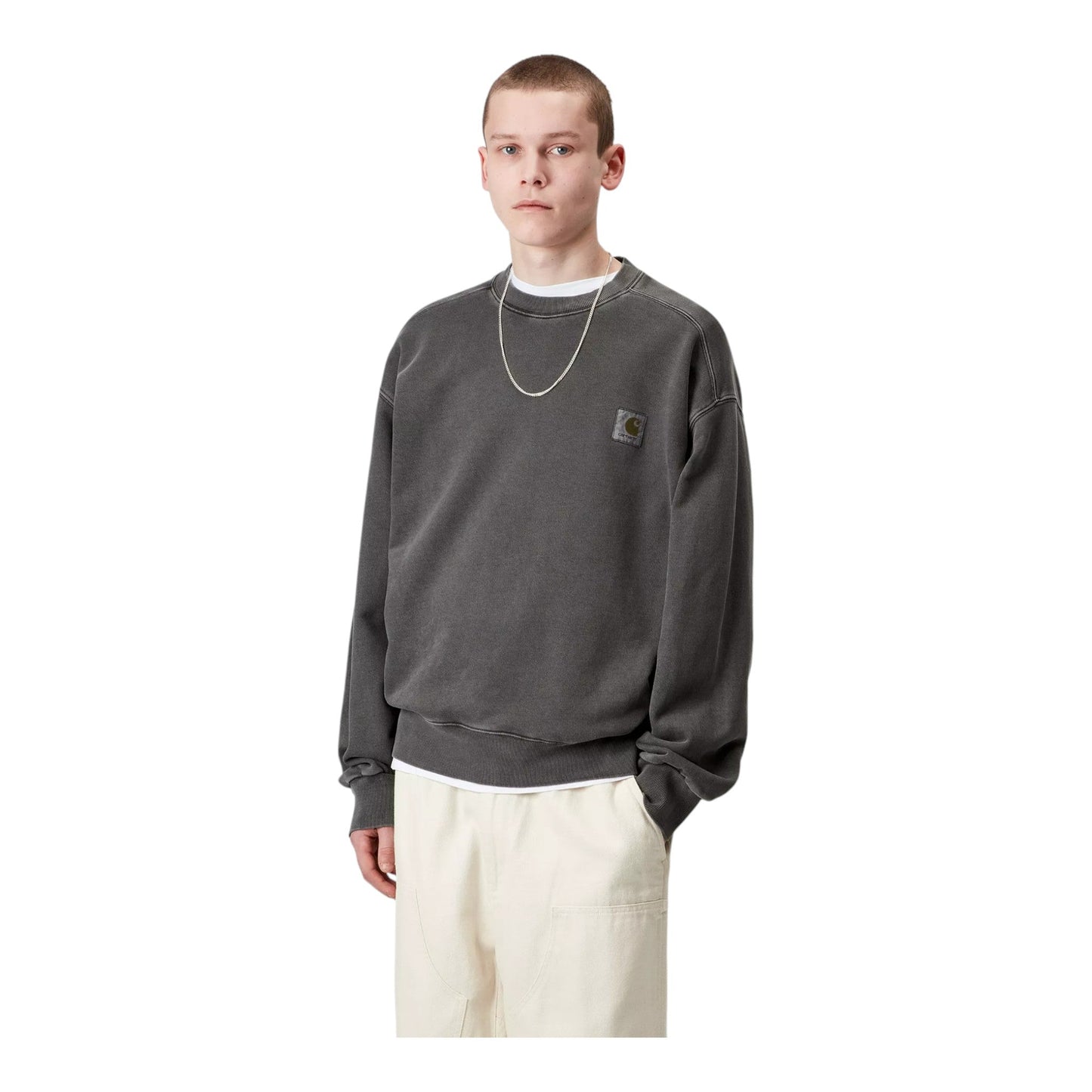 Carhartt Wip Nelson Sweat - Graphite Garment Dyed - Felpe di Carhartt Wip | Francis Concept
