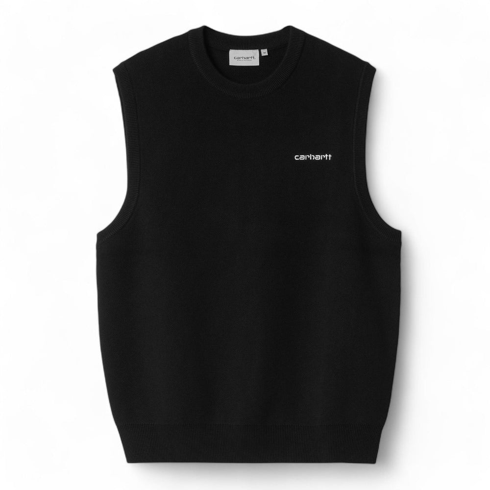 Carhartt Wip Script Vest Sweater - Black / White - Maglieria di Carhartt Wip | Francis Concept