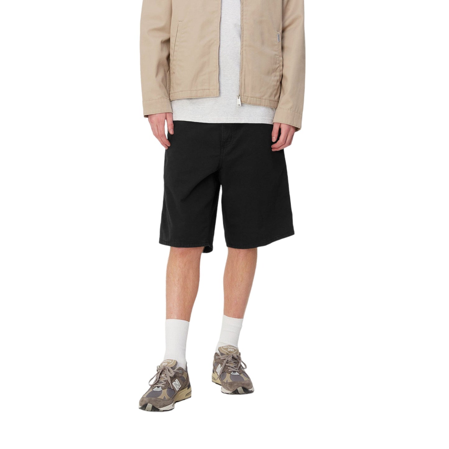 Carhartt Wip Single Knee Short - Black garment dyed - Bermuda di Carhartt Wip | Francis Concept