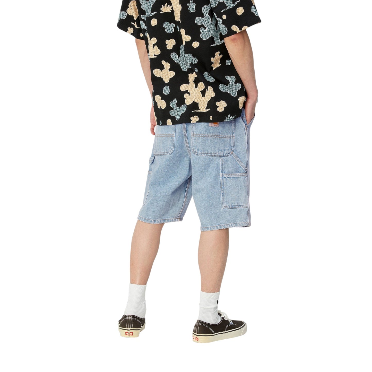 Carhartt Wip Single Knee Short - Blue Heavy Stone Bleached - Bermuda di Carhartt Wip | Francis Concept