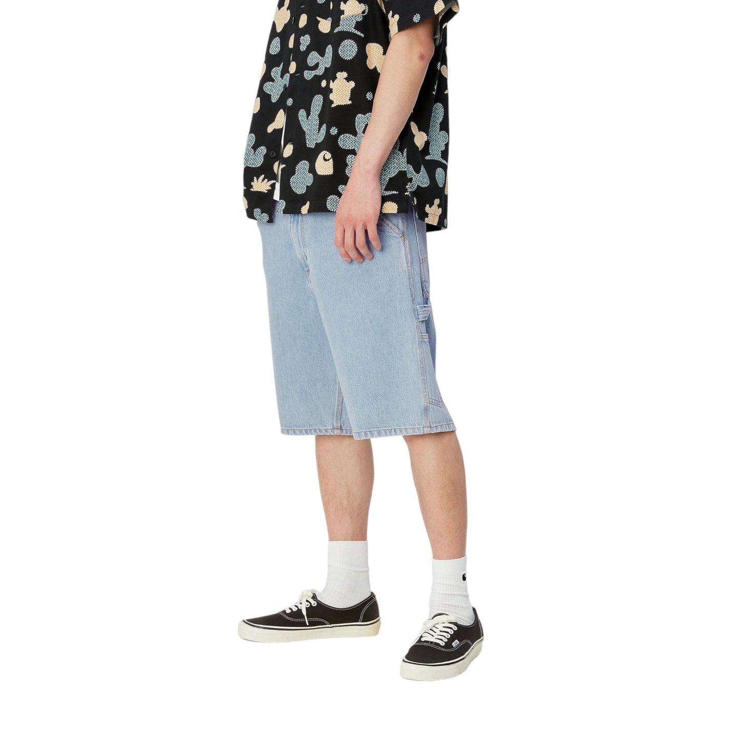 Carhartt Wip Single Knee Short - Blue Heavy Stone Bleached - Bermuda di Carhartt Wip | Francis Concept